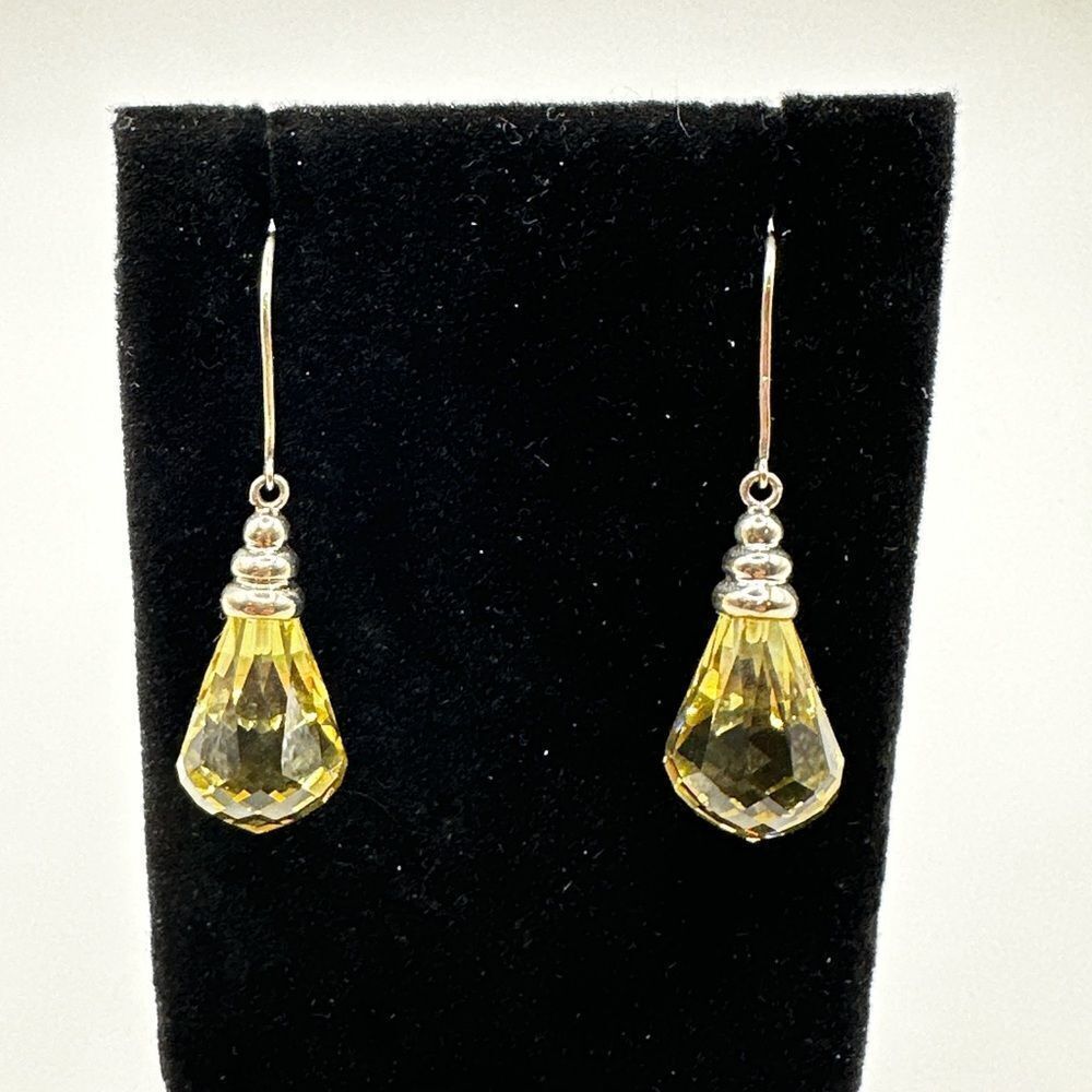 1.75" Briolette lemon quartz and sterling silver dangle earrings!